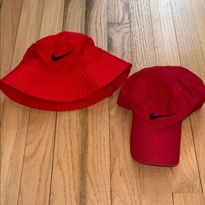 Nike Toddler Bright Red Hat Duo Bucket and Baseball Cap